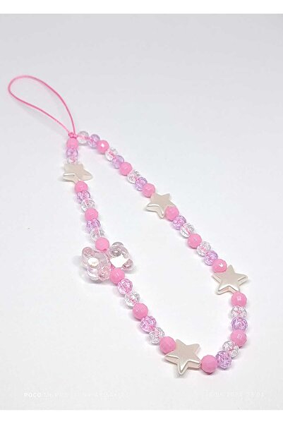 TUNA TAKI & AKSESUAR نمط النجوم والخرز تيدي بير الهاتف وحبل البطاقة