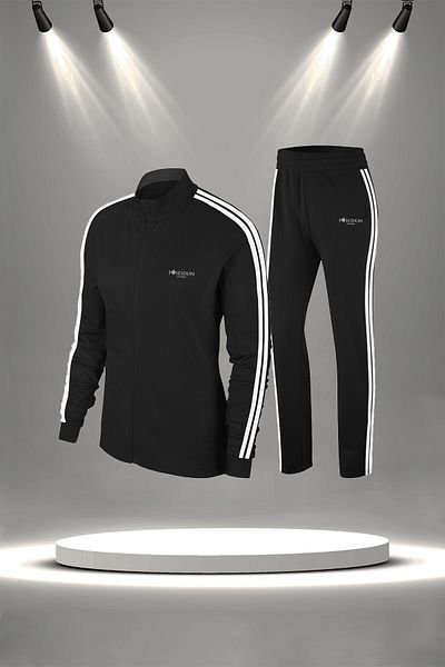 POSEIDON STORM Μαύρο Supra Combed Cotton Γυναικείο Σετ Φόρμας - Άνετη Κοπή S-
