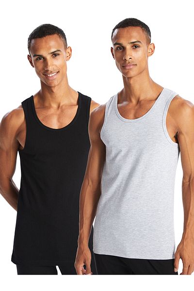 LC Waikiki Lcw U Collar Combed Cotton Men's Undershirt 2-Piece