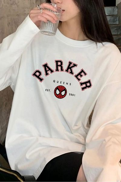 Gofeel Λευκό μακρυμάνικο μπλουζάκι Unisex Peter Parker