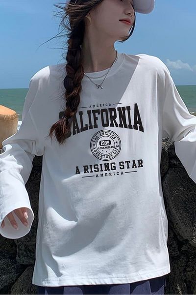 Gofeel Λευκό Unisex California A Rising μακρυμάνικο μπλουζάκι