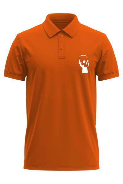 The Baski Skull Štampano Regular Fit 100% pamuk Narandžasti polo ovratnik T-s...