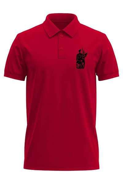 The Baski Hunter Dog Hunting Printed Regular Fit 100% βαμβακερό κόκκινο μπλουζάκι πόλο με λαιμόκοψη