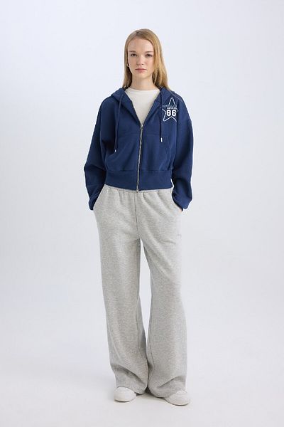 DeFacto Basic Sweatpants με φαρδύ πόδι και ελαστική μέση - Τσέπες B3345ax24wn