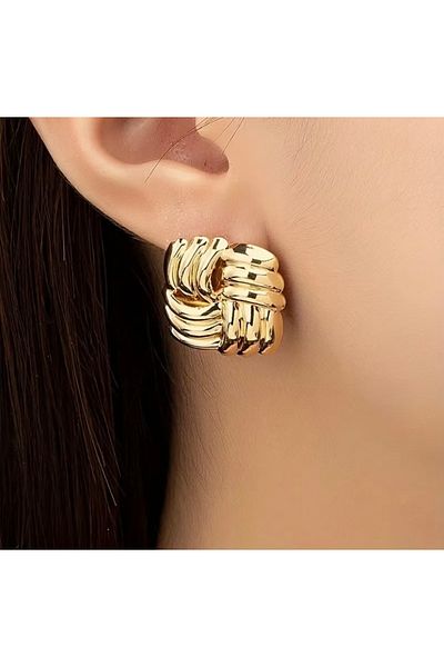 Accessories Vanilla Avenue Gold Yellow Square Curved Women's Earrings