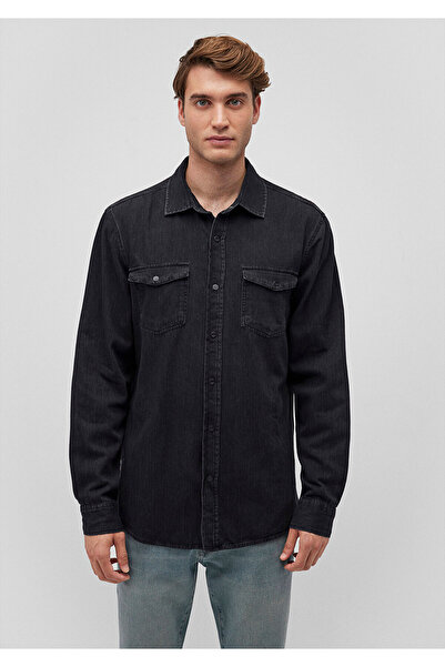 Mavi Siyah Denim Gömlek Loose Fit / Bol Rahat Kesim 0210518-900
