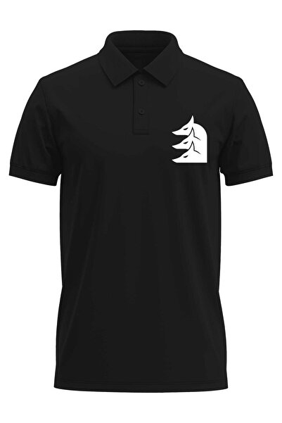 The Baski Triple Wolf Nationalist Štampano Regular Fit 100% pamuk Crni polo o...