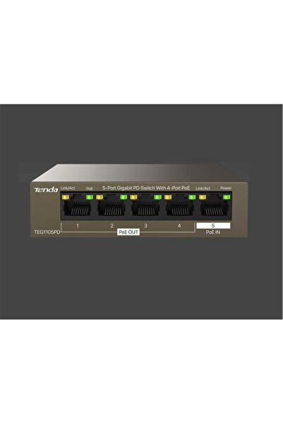 Universal Tenda G0-5G-PoE 5 منافذ 4 منافذ Poe+ 10-100-1000 مفتاح فولاذي POE ر...