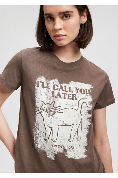 Mavi Call You Printed Brown T-Shirt Slim Fit / Slim Fit 1611707-81959