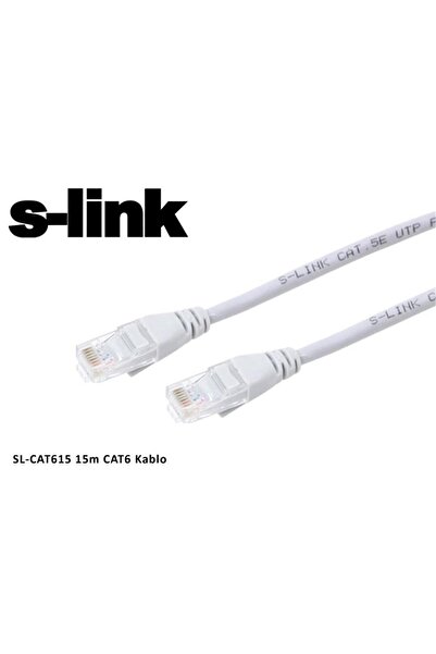 Universal كابل رقعة UTP رمادي من S-link sl-cat615 Cat6 بطول 15 متر