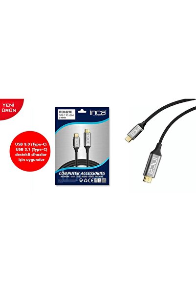 Universal كابل Itch-02tx من النوع C إلى HDMI 4k ذهبي الطرف بطول 2 متر