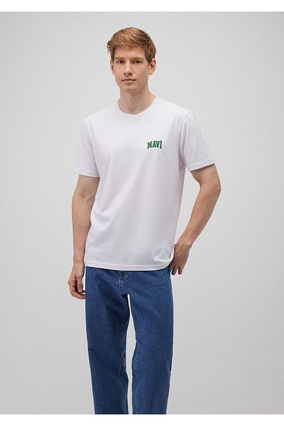 Mavi Bílé tričko s logem Regular Fit / normální střih 0611714-620
