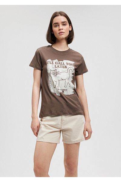 Mavi Call You Printed Brown T-Shirt Slim Fit / Slim Fit 1611707-81959