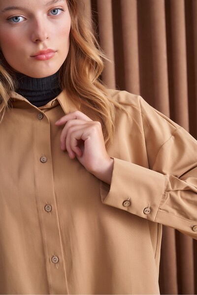 QANU Πουκάμισο Lady Camel Loose Fit