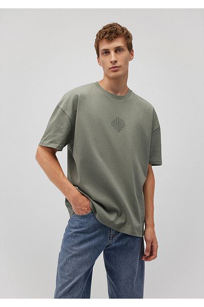 Mavi Khakifarbenes Istanbul-T-Shirt mit Rückendruck, Übergröße/weiter Schnitt0611882-80692