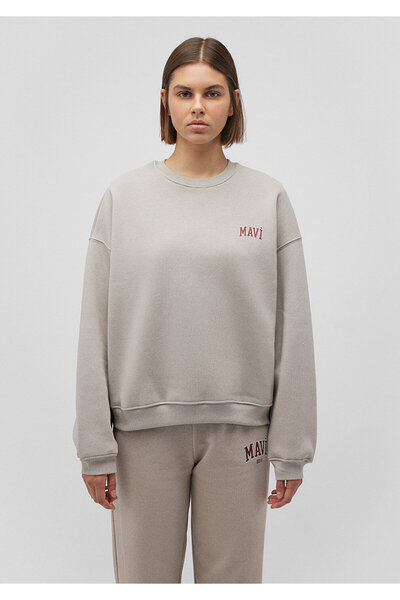 Mavi Logo Baskılı Gri Sweatshirt 1611600-70112