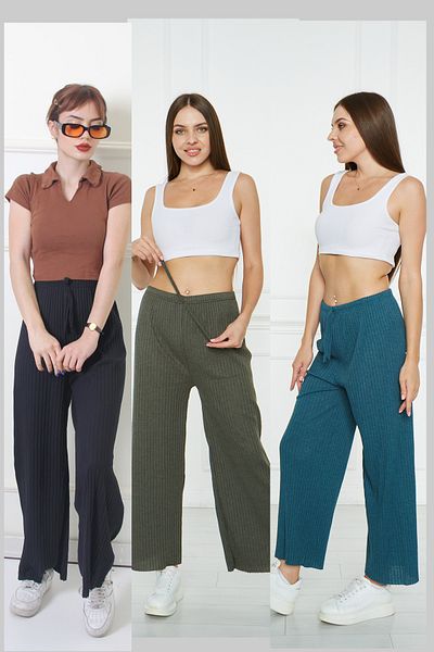 RTBUTİK Pantaloni de pijama confortabili din velur pentru femei - Set de 3, îmbrăcăminte casual pentru acasă