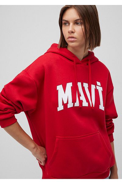 Mavi Rotes Kapuzen-Sweatshirt mit Logo-Print 1600361-86417