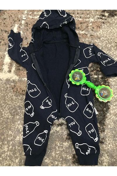 Murat Baby Hooded Milk Printed Jumpsuit
