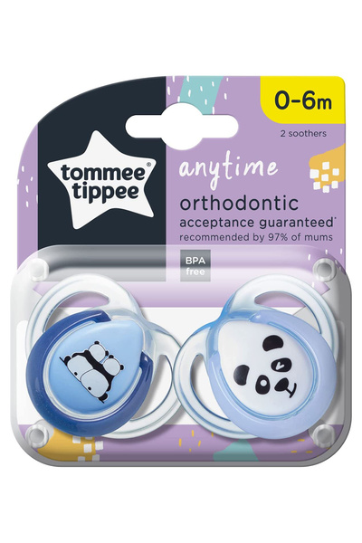 tommee tippee مجموعة من لهايتين سيليكون في أي وقت، 0-6 أشهر باللون الأزرق