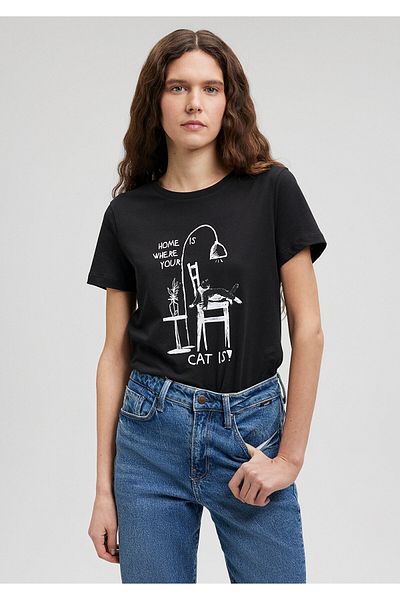 Mavi Μαύρο μπλουζάκι Cat Printed Slim Fit / Slim Fit1612390-900