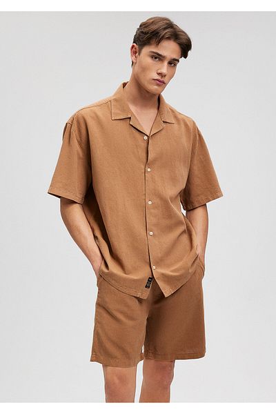 Mavi Linen Blended Brown Oversize Shirt -0210679-82337