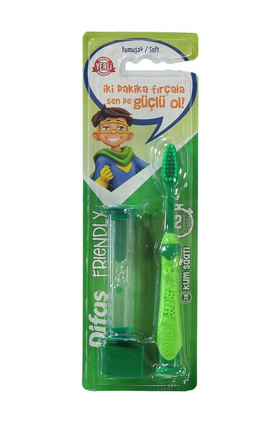Difaş Green Children's Toothbrush - Soft Hourglass Gift
