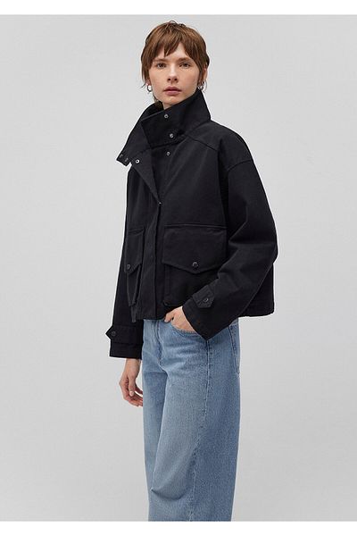 Mavi Blue Women's Jacket with Stand Collar - Charcoal 1110254 -70087