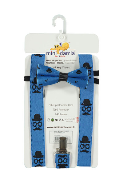 Minidamla Strap and Bow Tie Set 2-9 Years Blue