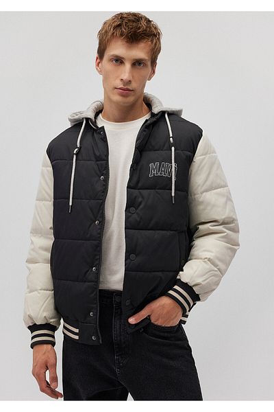 Mavi Palton puf negru cu glugă - 0110395 -900
