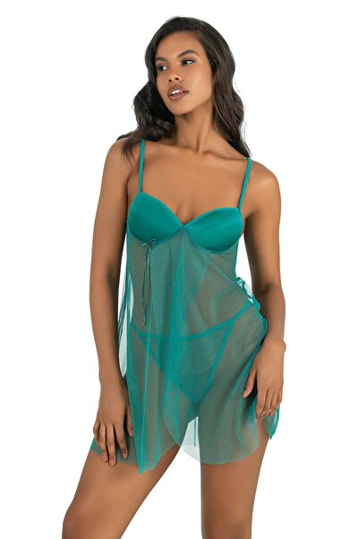 PRIMODA Νυχτικό από τούλι Petrol Short 4253