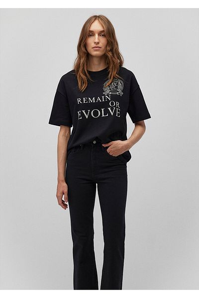 Mavi Black Printed T-Shirt - Loose Fit 1612684 -900