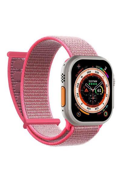 Microsonic Apple Watch Series 10 42mm Hasırlı Kordon Woven Pembe