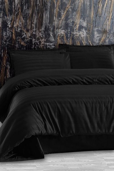 Altınbaşak Black Satin - Single Duvet Cover Set