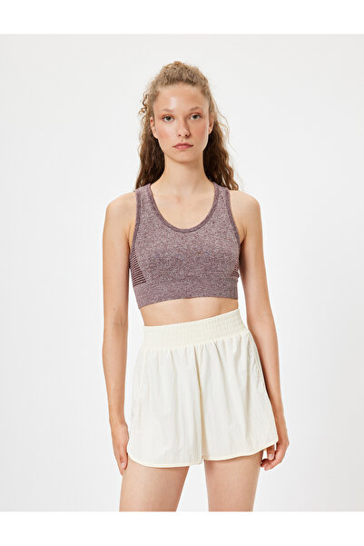 Koton Αθλητικό σουτιέν U-Neck Slim Fit - Γκρι με λεπτομέρεια στην πλάτη