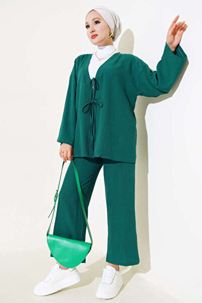 VOLT CLOTHİNG Γυναικείο δεμένο μπροστινό κιμονό σετ δύο τεμαχίων