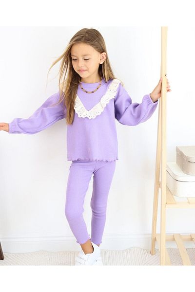 Elidabutik Sherry Ruffle Lilac Set