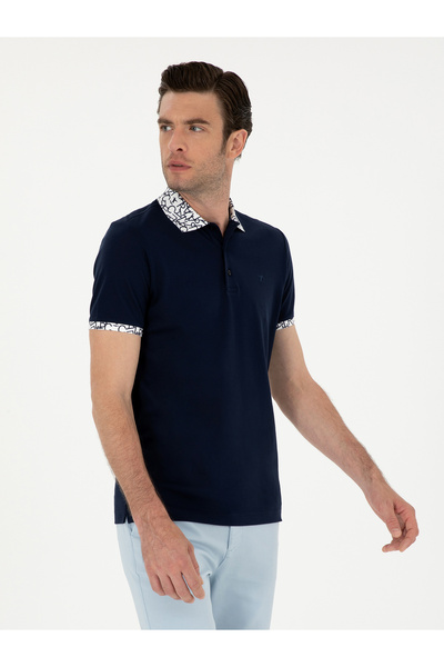 Cacharel Lacivert Slim Fit Polo Yaka Merserize T-shirt 50284293-VR033