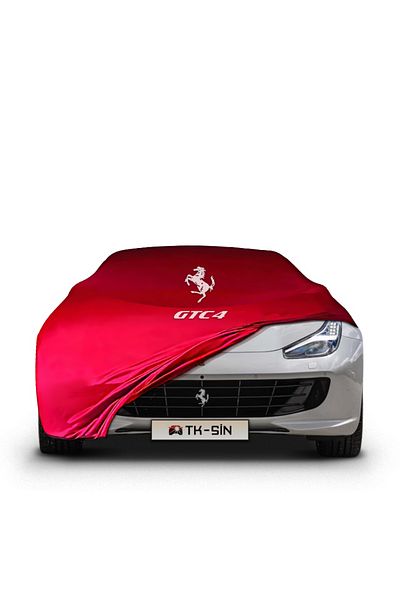 ULTRASHOP مشمع سيارة من القطن الأحمر الممشط المتوافق مع Ferrari GTC4 - مرآب مقاوم للغبار