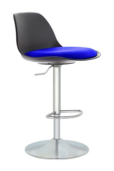 Bürocci Nadya Bar Sandalyesi - Lacivert Deri - Metal Ayaklı Bar Taburesi - 95...