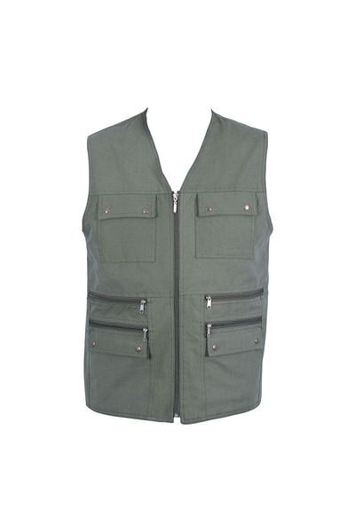 DostumGiyim Men's Gray Summer Fabric Hunter Vest with Multi Pockets