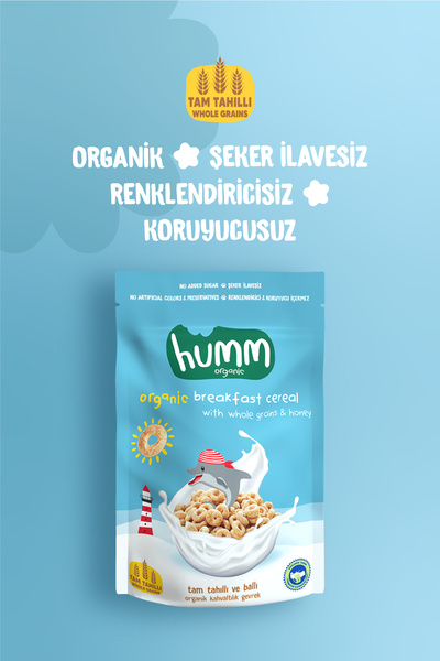 Humm Organic Organik Tam Tahıllı Ve Ballı Kahvaltılık Gevrek Atıştırmalık Paketi - 4 Adet