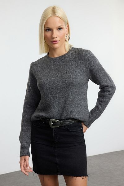 Trendyol Collection Anthracite Knitwear Midi Cardigan - Wool Sweater, Twoaw25hi00215