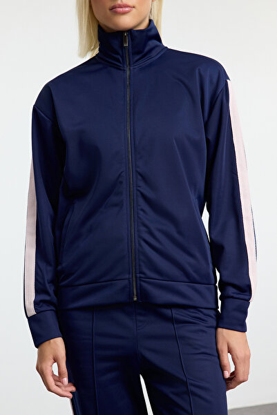 Trendyol Collection Marineblaues gestricktes Trainingsanzug-Set TWOAW25EM00009