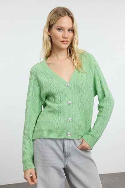 Trendyol Collection Wide Fit Mint Glitter Knitwear Cardigan - Twoaw25Hi00078