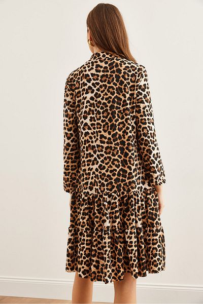 Olalook Női Leopard Stone V-nyakú, hajlított ruha ELB- 19000989