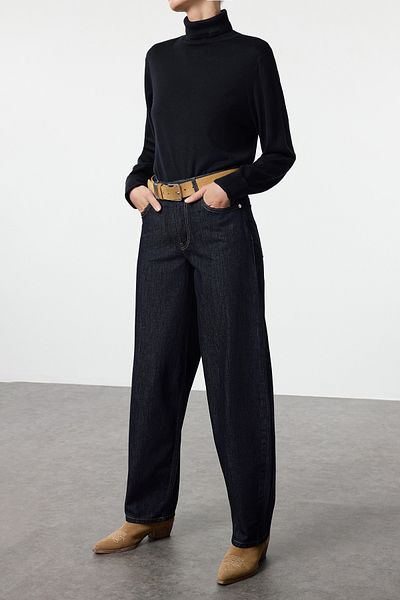 Edit by Trendyol High Waist NavY Barrel JEans - TEDAW25je00040
