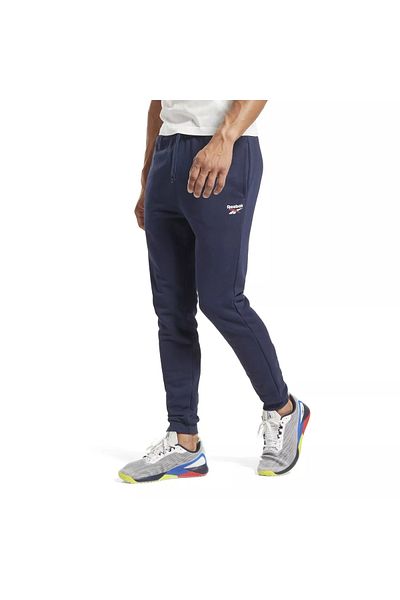 Reebok بنطال رياضي رجالي باللون الأزرق الداكن من RI FT - ساق يسرى
