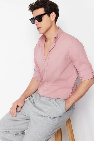 Trendyol Collection Slim Fit-Hemd mit Schulterklappen und getrockneten Rosen - TMNSS24GO00046