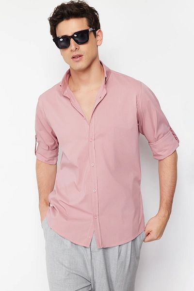 Trendyol Collection Slim Fit-Hemd mit Schulterklappen und getrockneten Rosen - TMNSS24GO00046